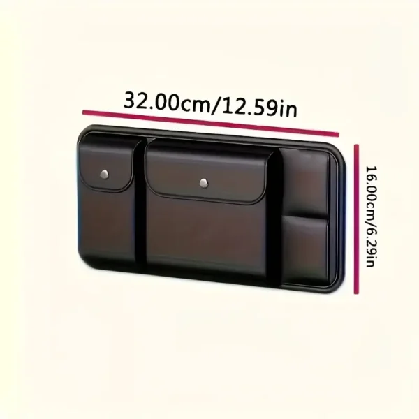 47f6a1f5-1756-4448-b864-49b9aa503917.webp Black Faux Leather Car Sun Visor Organizer