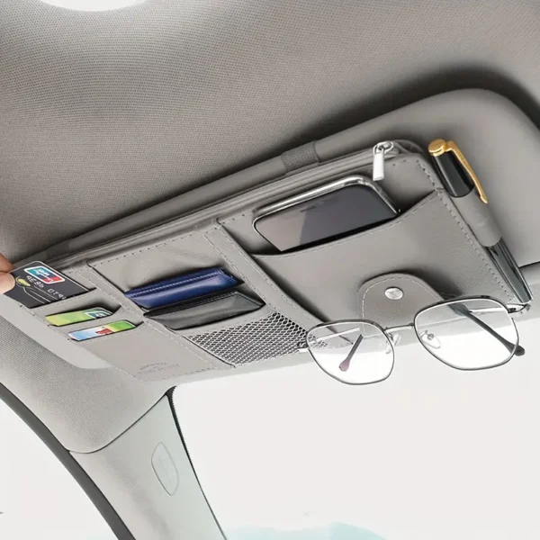 c884e60c-aca0-41c4-8d98-afa156b9e13d.webp Gray PU Leather Car Visor Organizer
